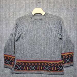 VTG 90s Native Nits Sweater XL Aztec Southwestern Wool Ramie Mock Neck Tribal